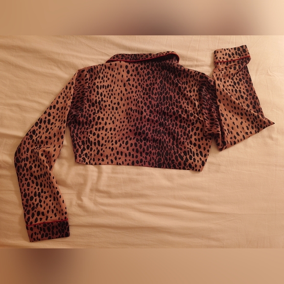 NWT Animal Print GOOD AMERICAN Cropped Pajama Top + Drawstring Pants S / 1 SET - Picture 8 of 16